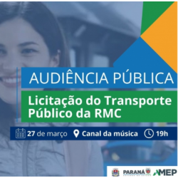 Audiência sobre a licitação do transporte coletivo acontece no dia 27/03 em Curitiba